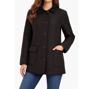 Hilary Radley Women's Quilted Mid Coat Jacket - Black